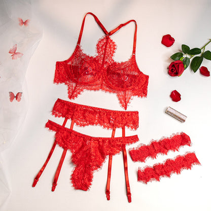 SoftRevel Lace Eyelash 3-Piece Set Lingerie - full view