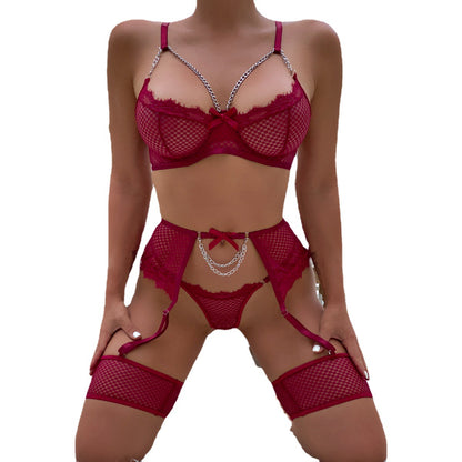 SoftRevel Lace Eyelash 4-Piece Set Lingerie - close-up detail