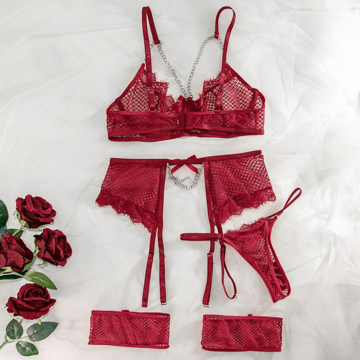 Lace Eyelash 4-Piece Set Lingerie - detail view 46