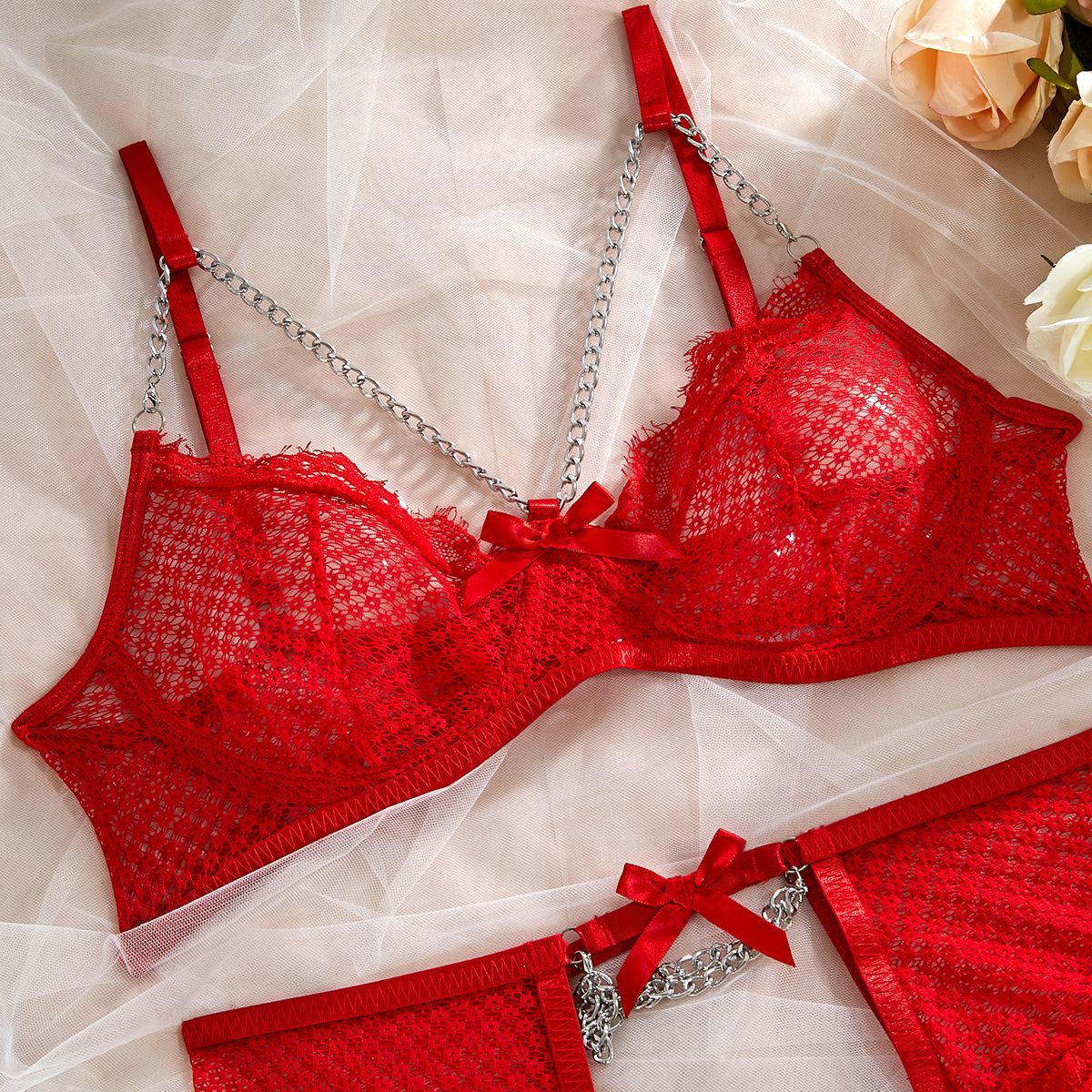 Lace Eyelash 4-Piece Set Lingerie - detail view 76