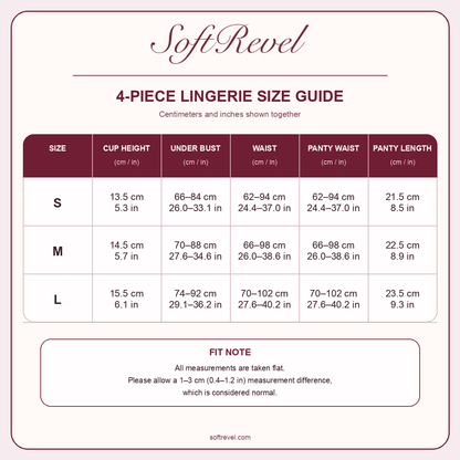 SoftRevel Size Guide — cm and in