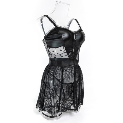 Lace Faux Leather 3-Piece Set Lingerie - detail view 7