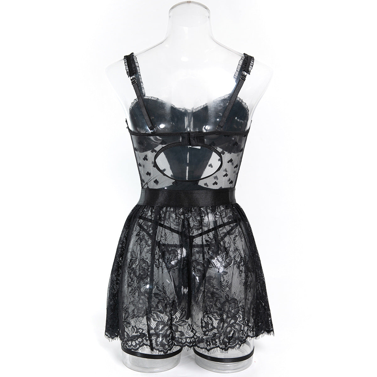 Lace Faux Leather 3-Piece Set Lingerie - detail view 9
