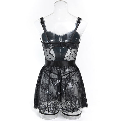 Lace Faux Leather 3-Piece Set Lingerie - detail view 9