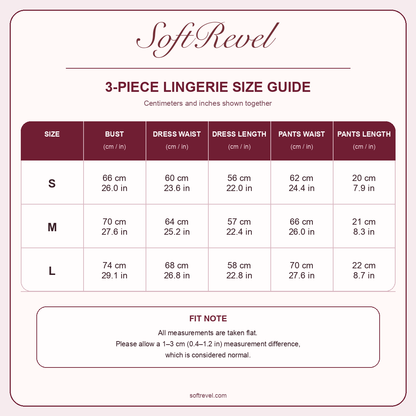 SoftRevel Size Guide — cm and in