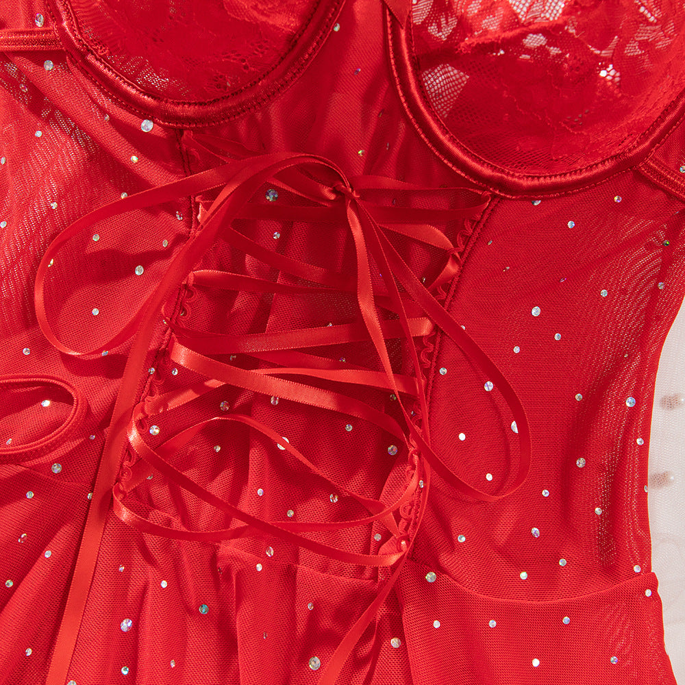 Lace Lingerie Set Nightdress Babydoll Dress - detail view 35