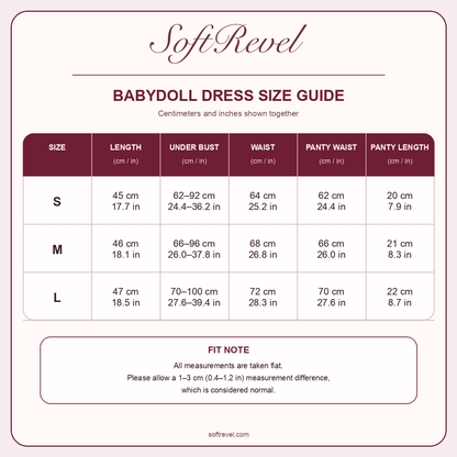 SoftRevel Size Guide — cm and in
