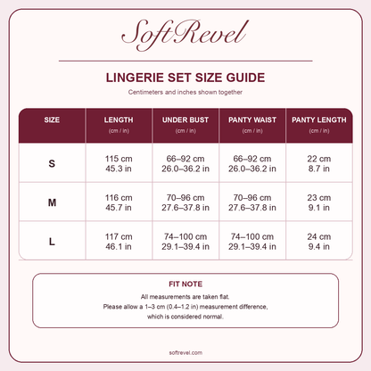 SoftRevel Size Guide — cm and in