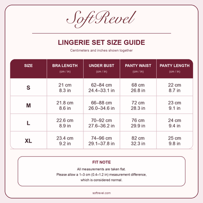 SoftRevel Size Guide — cm and in