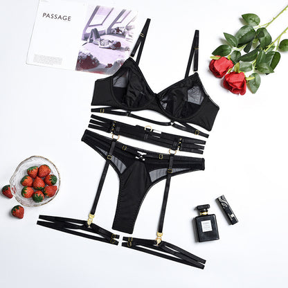 SoftRevel Lace Mesh 4-Piece Set Lingerie - full view