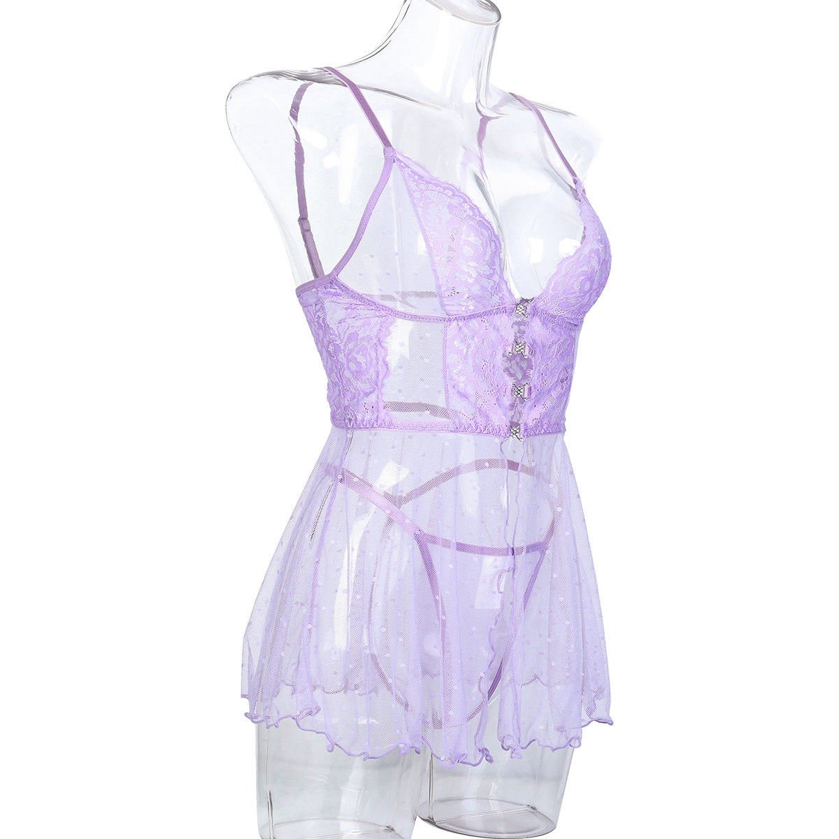 Lace Mesh Babydoll Dress - detail view 16