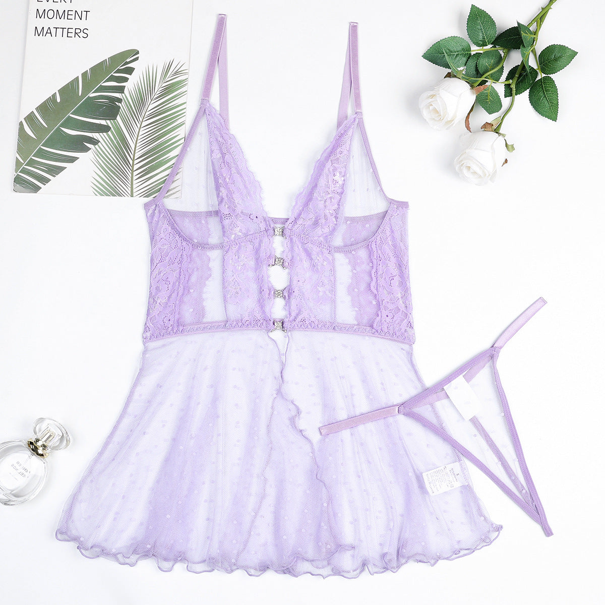 Lace Mesh Babydoll Dress - detail view 18