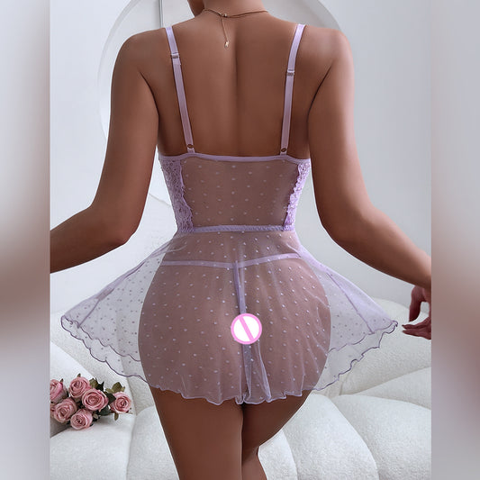 Lace Mesh Babydoll Dress - detail view 6