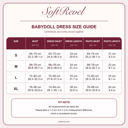SoftRevel Size Guide — cm and in