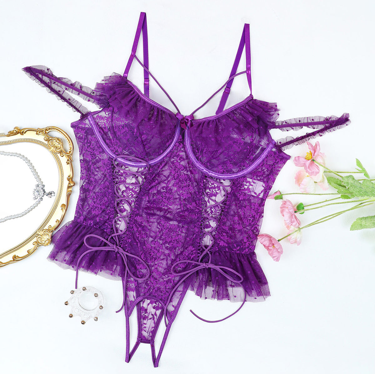 Lace Mesh Bodysuit Plus Size Lingerie - detail view 29