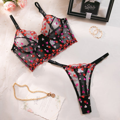 SoftRevel Lace Mesh Bra Set Lingerie - flat lay