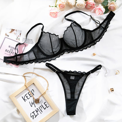SoftRevel Lace Mesh Bra Set Lingerie - flat lay