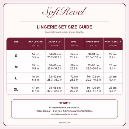 SoftRevel Size Guide — cm and in