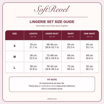 SoftRevel Size Guide — cm and in