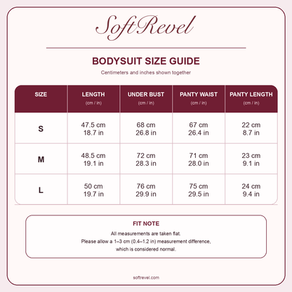 SoftRevel Size Guide — cm and in