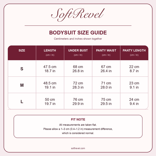 SoftRevel Size Guide — cm and in