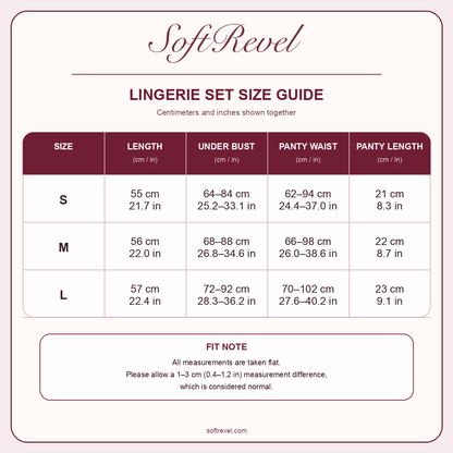 SoftRevel Size Guide — cm and in