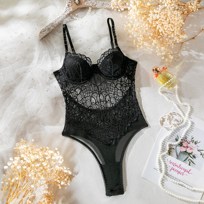 SoftRevel Lace Shapewear Bodysuit Cutout - flat lay