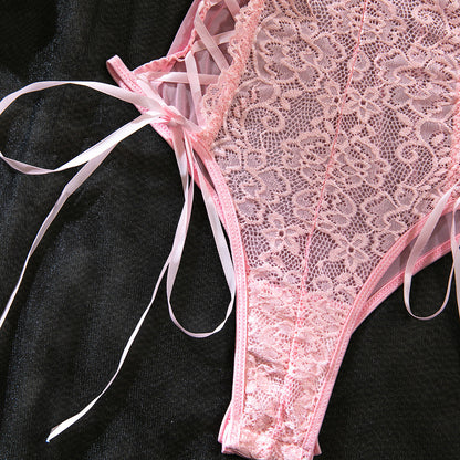 Lace Shapewear Bodysuit Lace-Up - detail view 35