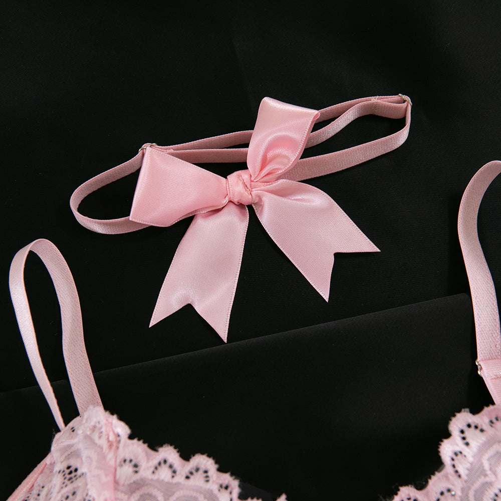 Lace Shapewear Bodysuit Lace-Up Lingerie Set - detail view 14