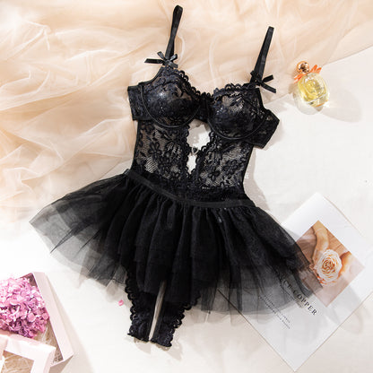 SoftRevel Lace Sheer Bodysuit Lingerie Set - full view
