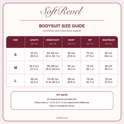 SoftRevel Size Guide — cm and in