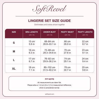 SoftRevel Size Guide — cm and in
