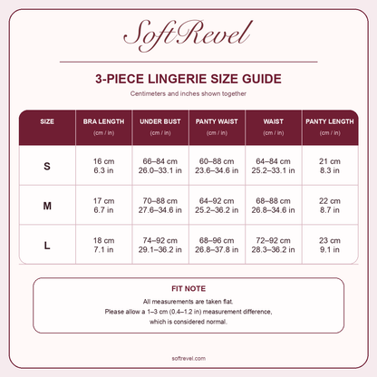 SoftRevel Size Guide — cm and in