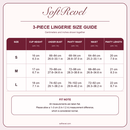 SoftRevel Size Guide — cm and in