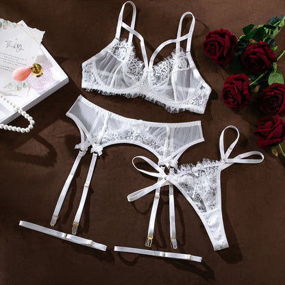 SoftRevel Lace Sheer Mesh 3-Piece Set Lingerie - full view
