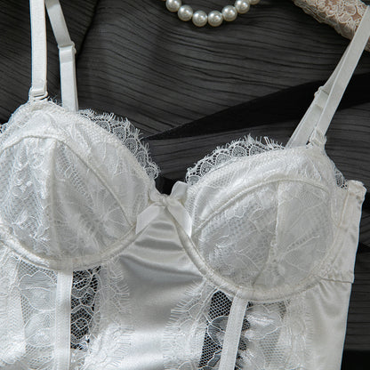 Lace Sheer Mesh Babydoll Dress - detail view 12