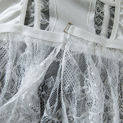 Lace Sheer Mesh Babydoll Dress - detail view 14