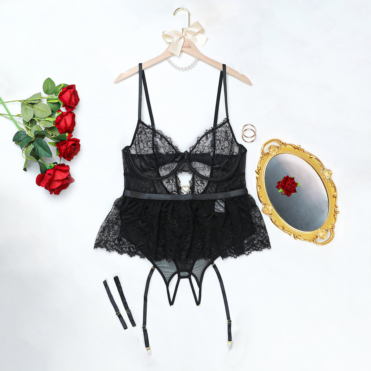 Lace Sheer Mesh Bodysuit Plus Size Lingerie - detail view 21