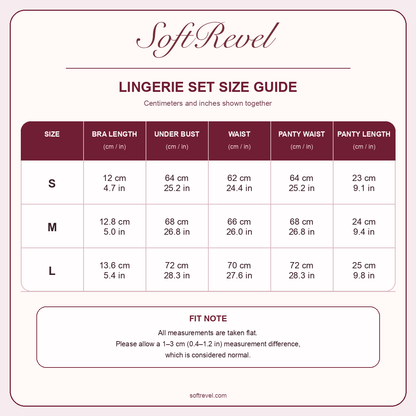 SoftRevel Size Guide — cm and in