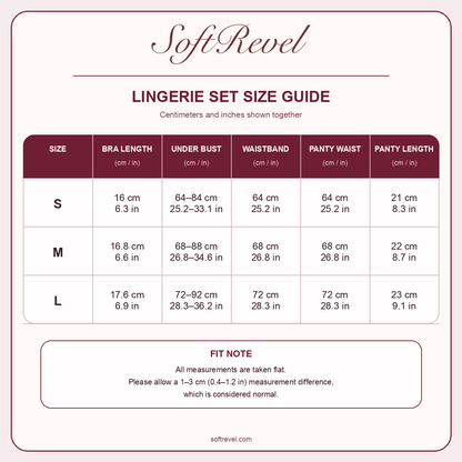 SoftRevel Size Guide — cm and in