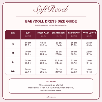 SoftRevel Size Guide — cm and in
