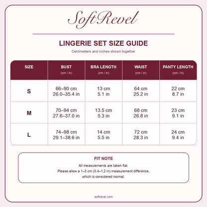 SoftRevel Size Guide — cm and in