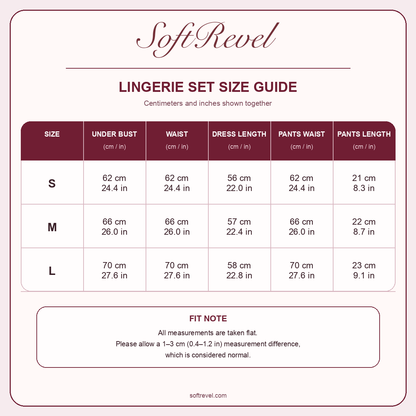 SoftRevel Size Guide — cm and in