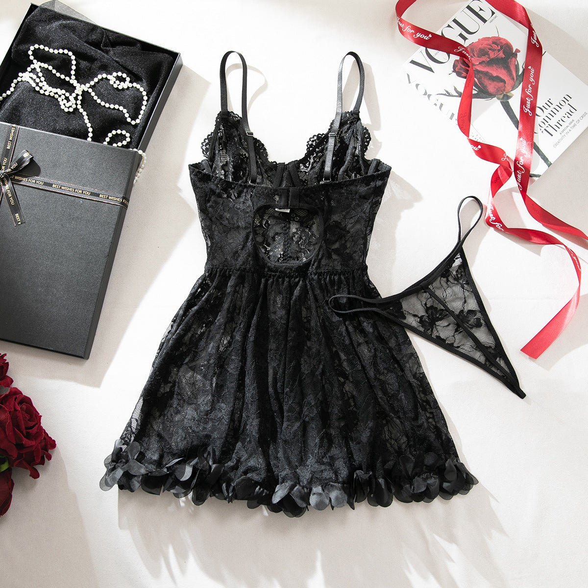 Lace Sheer Mesh Lingerie Set - detail view 12