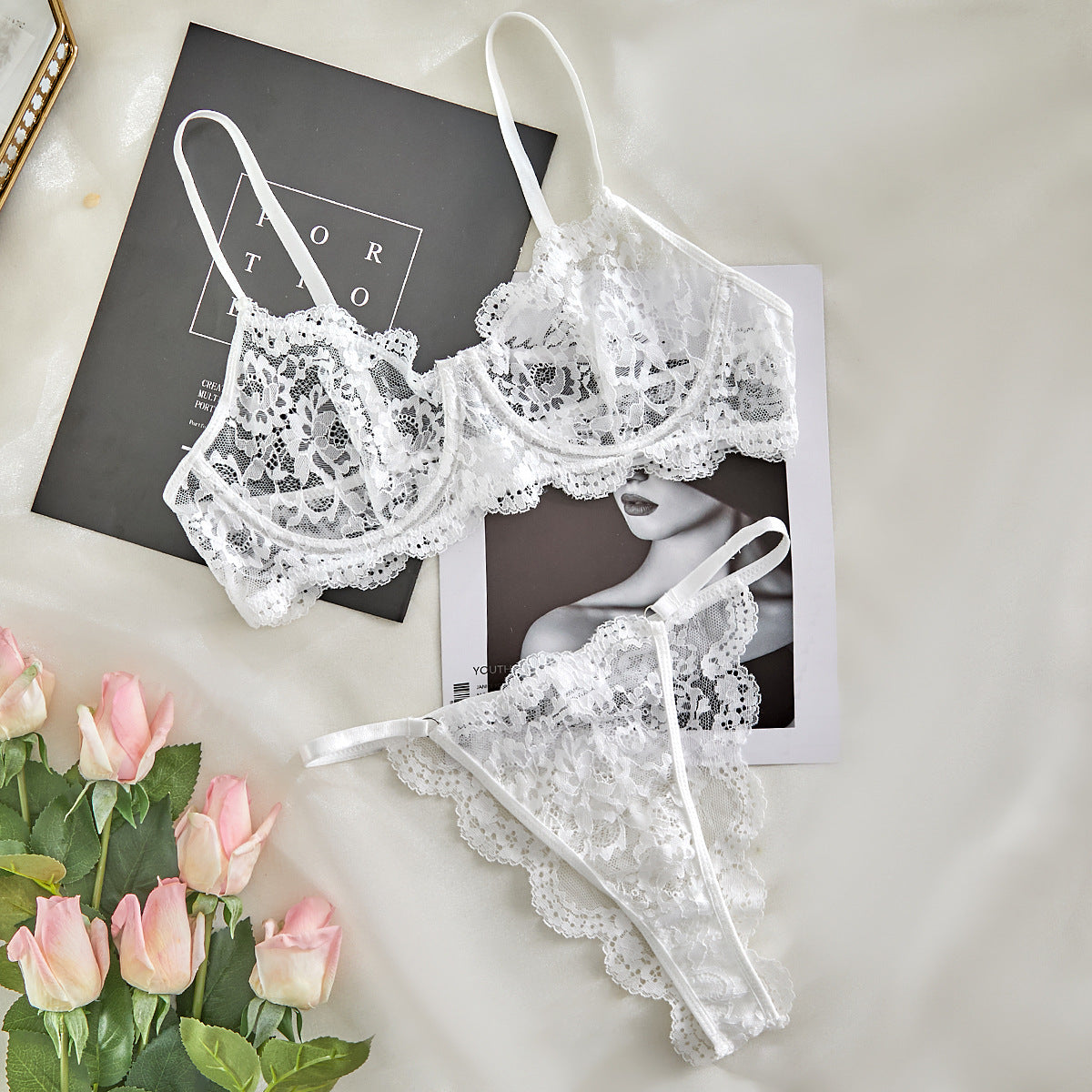 Lace Sheer Mesh Lingerie Set - detail view 48