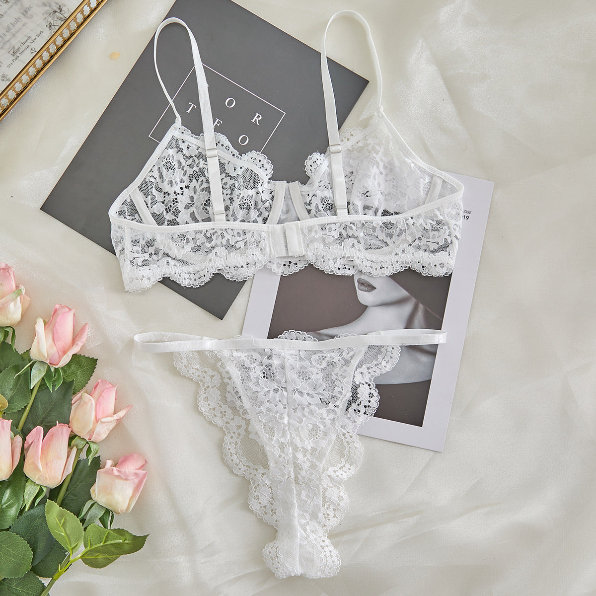 Lace Sheer Mesh Lingerie Set - detail view 49