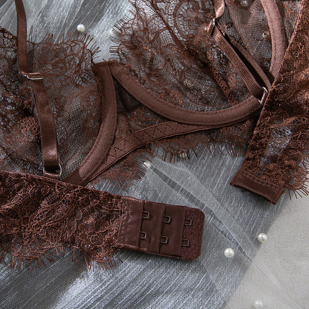 Lace Sheer Mesh Push-Up Lingerie Set - detail view 25