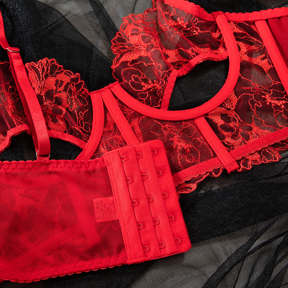 Lace Sheer Mesh Shapewear Bodysuit Lingerie Set - detail view 30