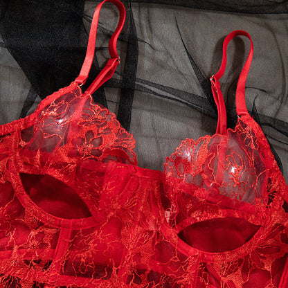 Lace Sheer Mesh Shapewear Bodysuit Lingerie Set - detail view 31