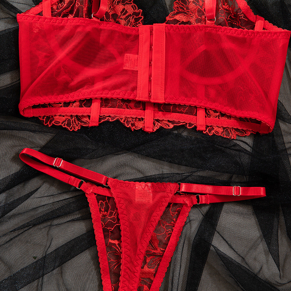 Lace Sheer Mesh Shapewear Bodysuit Lingerie Set - detail view 33